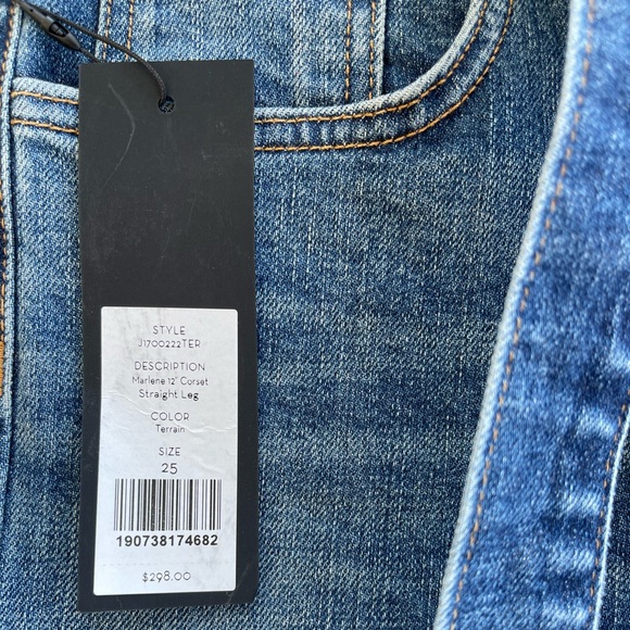 NWT Veronica Beard Marlene 12” Corset Cropped Raw Hem Jeans in Blue Wash Size 25 - Picture 6 of 12